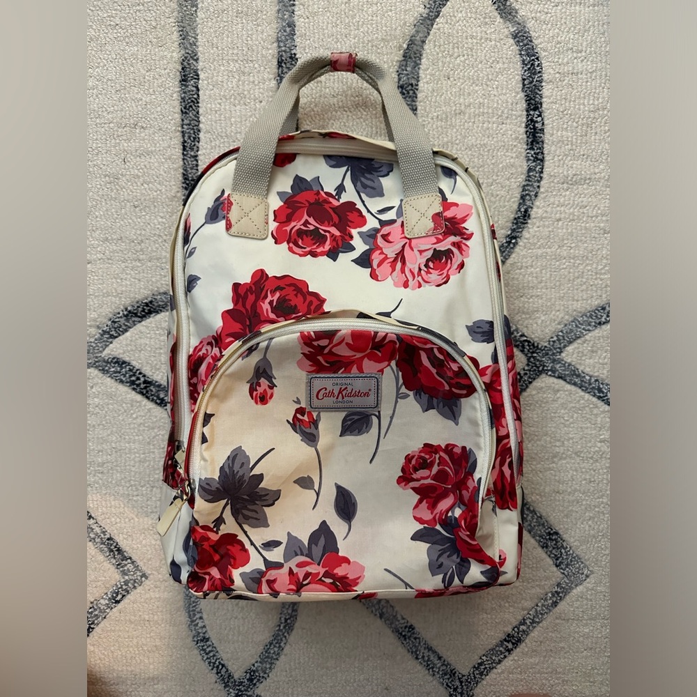 Cath Kidston Oilcloth Rose Print Pocket Backpack